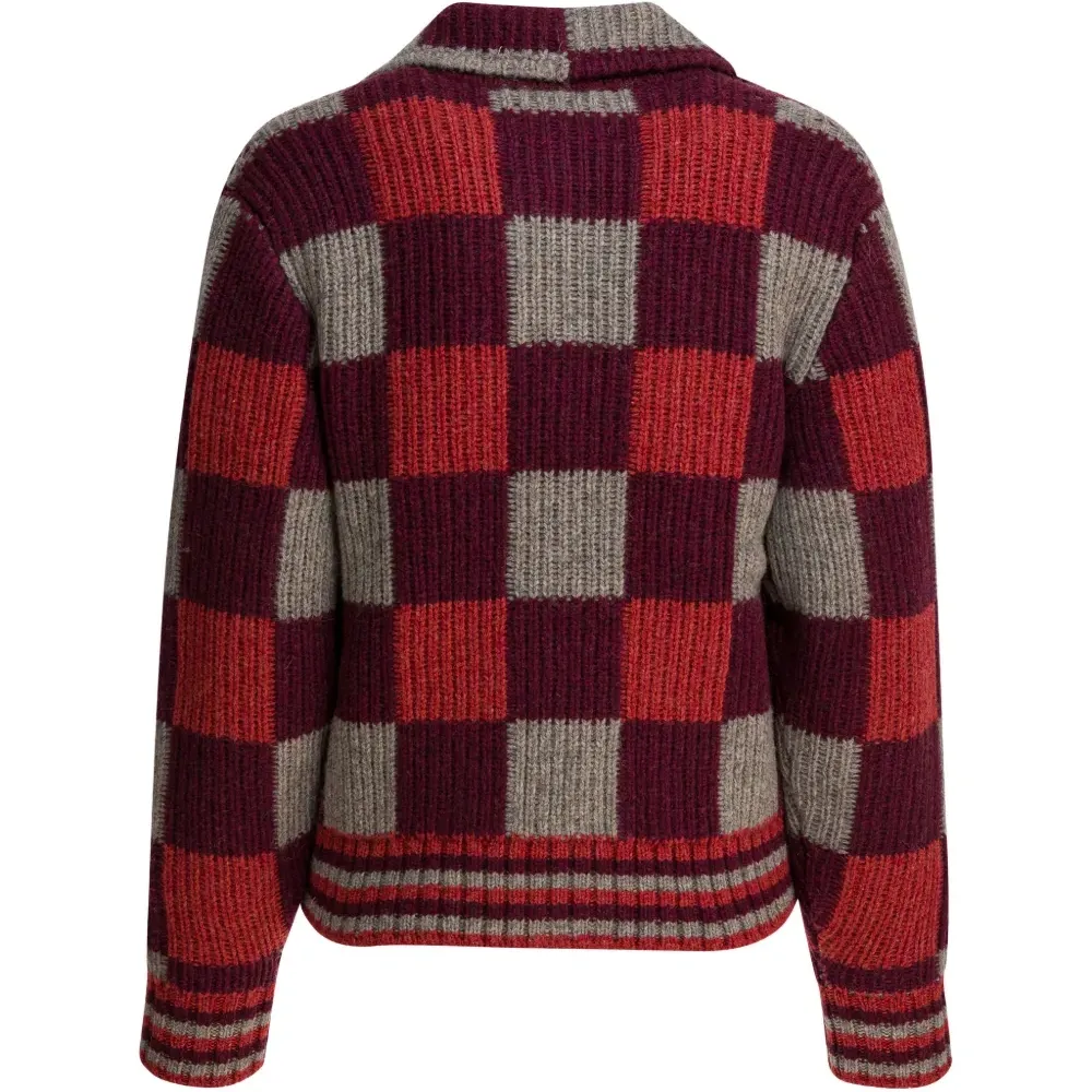 Кардиган в клетку с отложным воротником