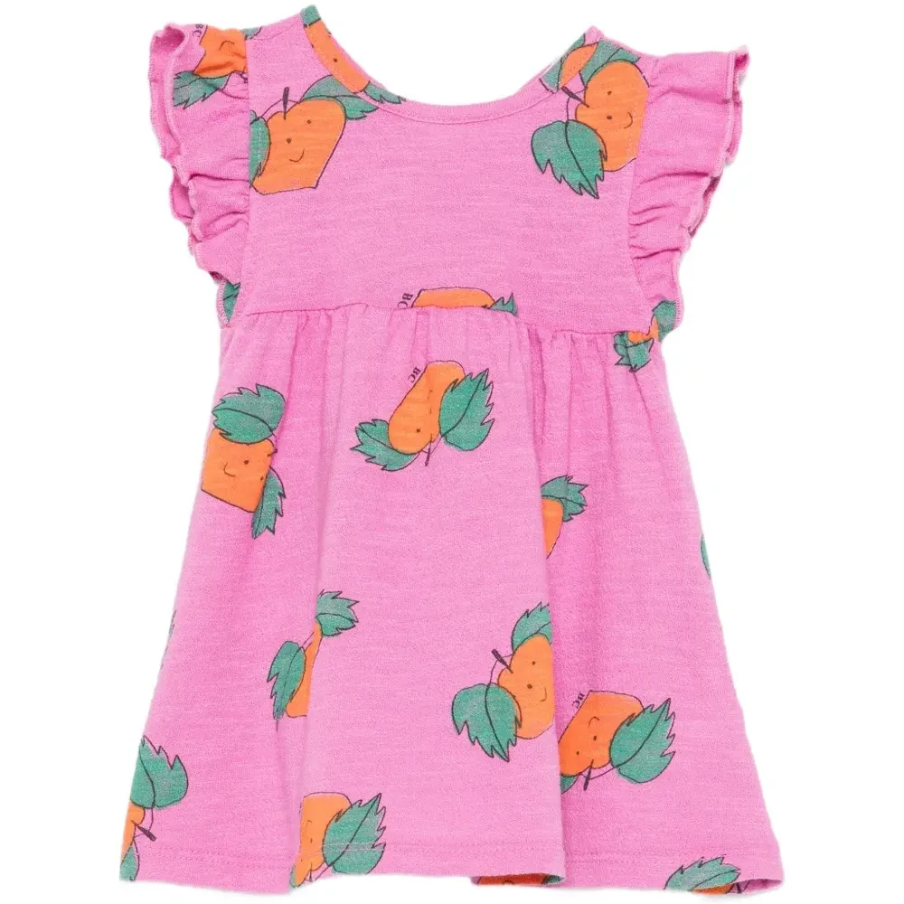 Мандариновое платье с оборками по всей поверхности