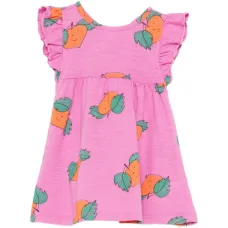 Мандариновое платье с оборками по всей поверхности