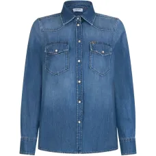 Джинсовая рубашка с эффектом стирки