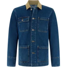 Джинсовая рубашка-куртка с воротником