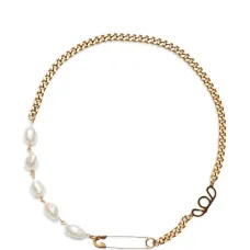 Колье с жемчугом и декором в виде булавки