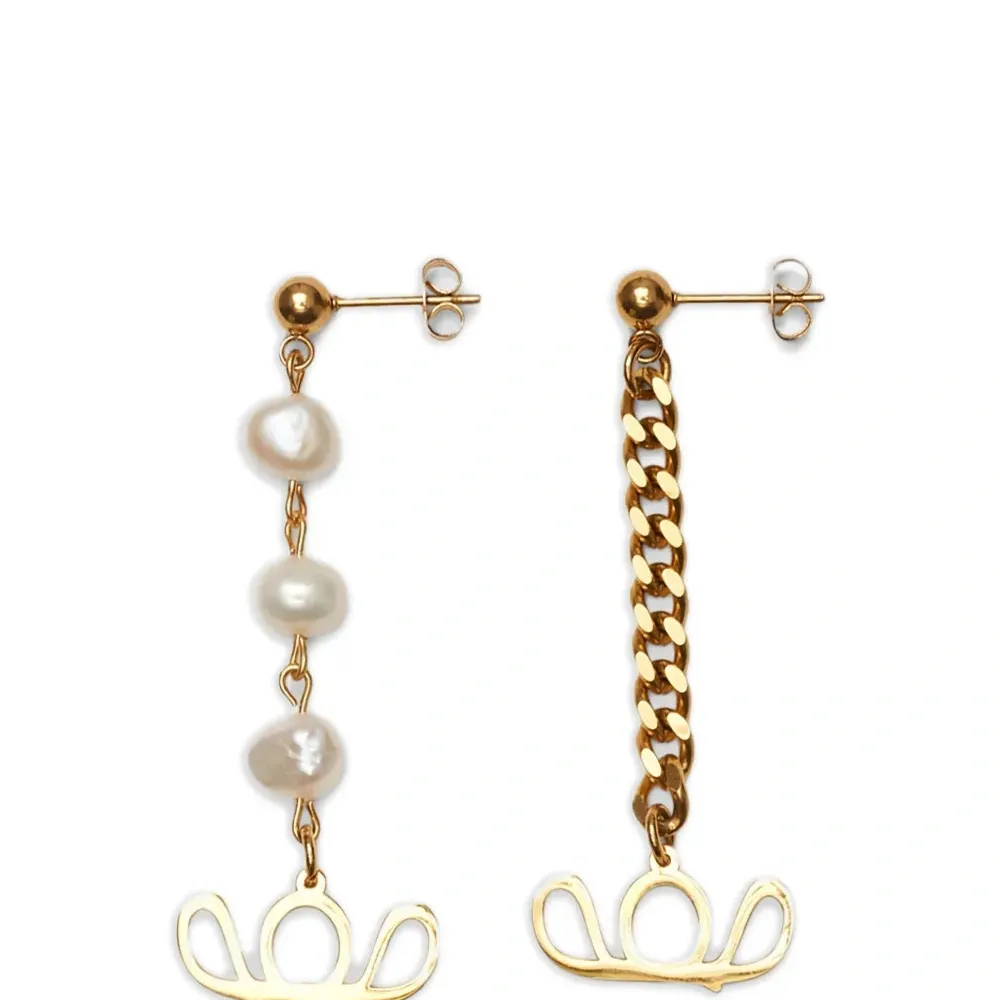 Серьги-подвески с жемчугом и цепочками