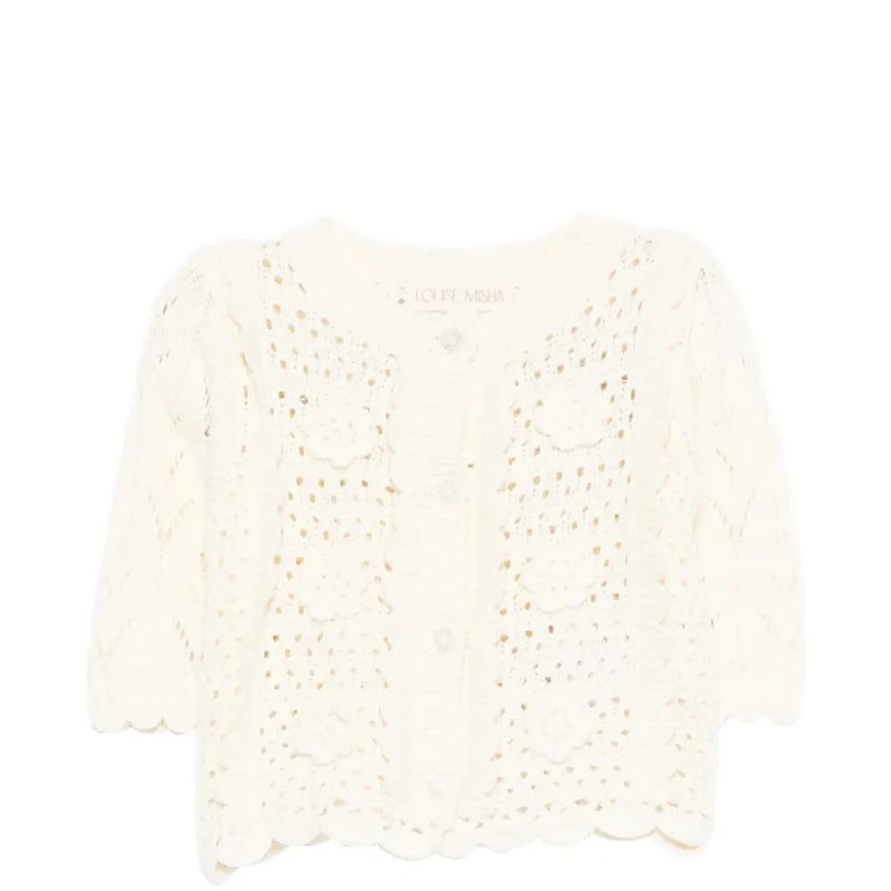 Кардиган с цветочным декором цвета чая