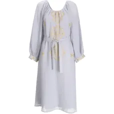 Платье миди с вышивкой и завязками