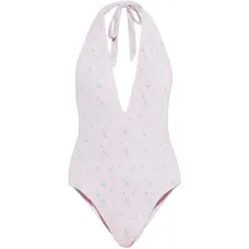 Слитный купальник с цветочным принтом и завязкой на шее