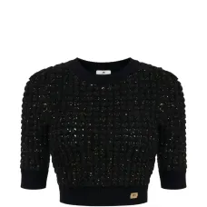 Топ с текстурой, украшенный пайетками