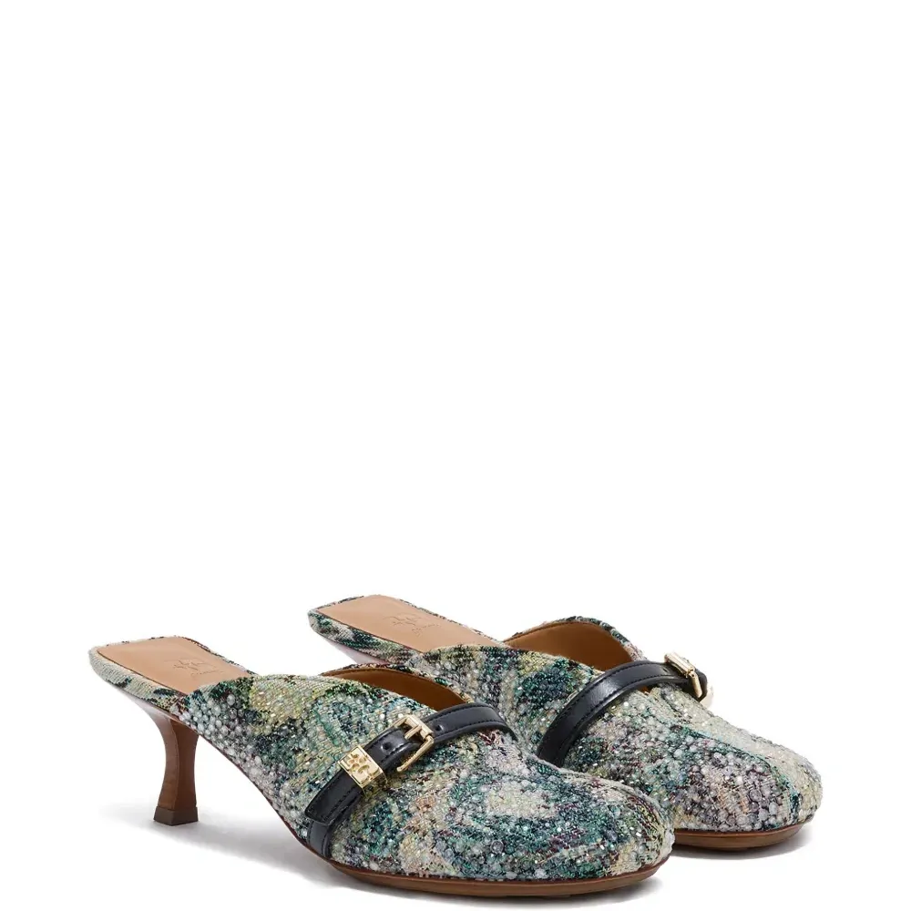 Мюли на каблуке с гобеленовым узором Sue