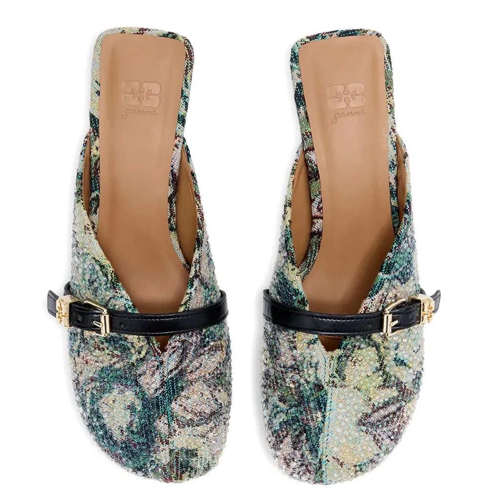 Мюли на каблуке с гобеленовым узором Sue