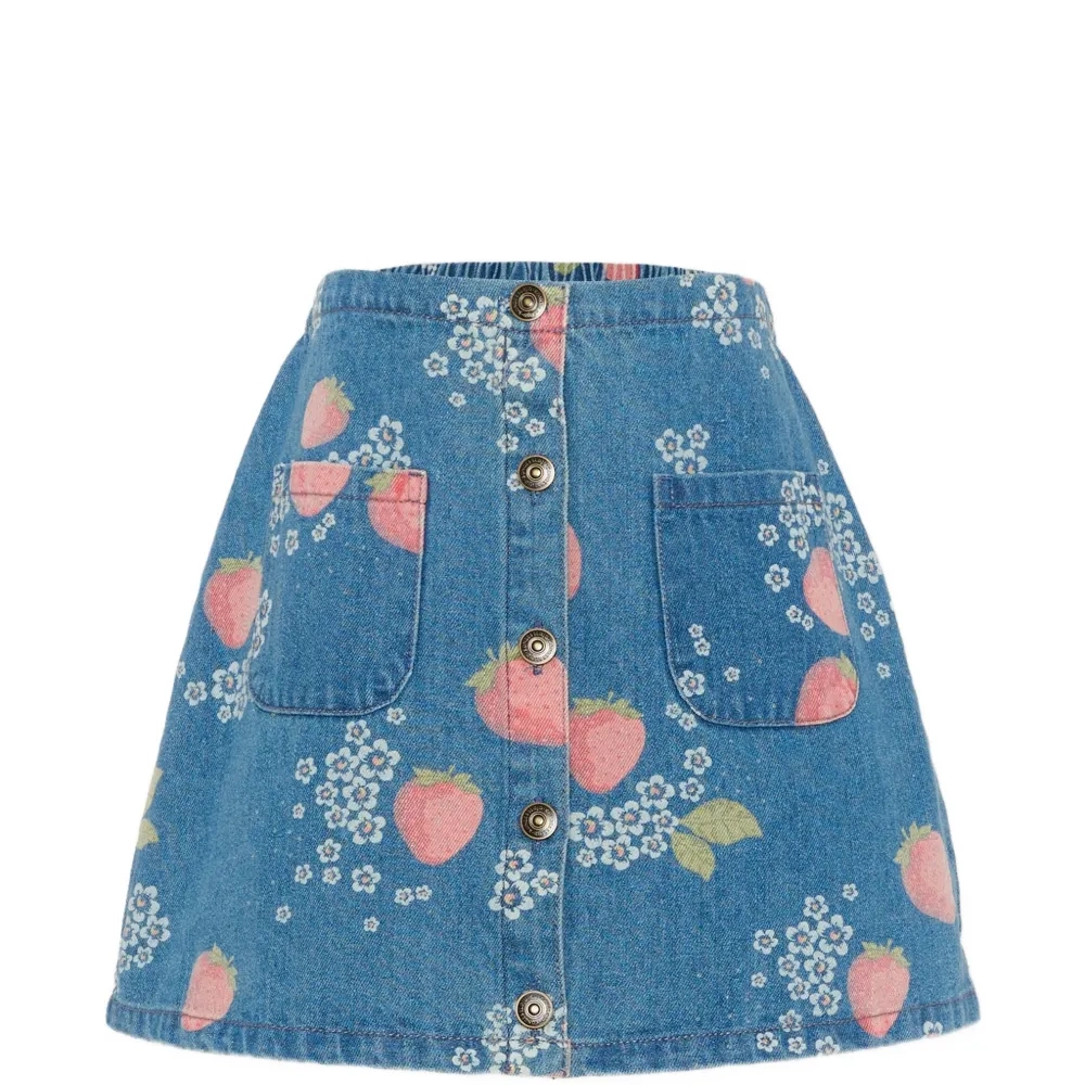 Юбка с карманами и принтом в виде клубники