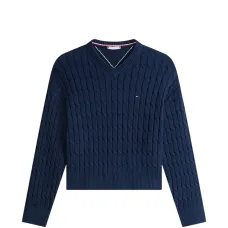 Свитер с V-образным вырезом и косичной вязкой Свитер с V-образным вырезом и косичной вязкой