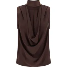 Топ с высоким воротом и драпировкой