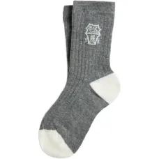 Хлопковые ребристые носки с интарсией