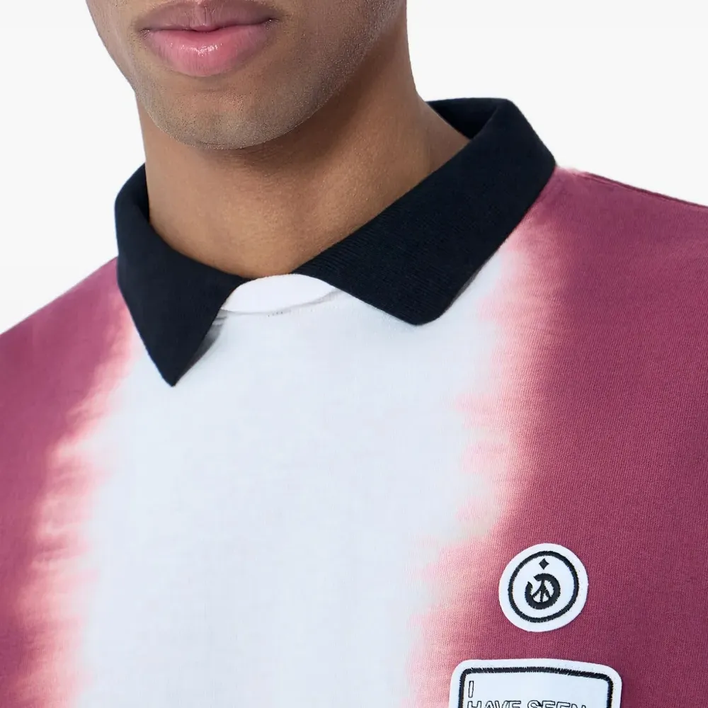 Рубашка с длинными рукавами, контрастным воротником и нашивкой-логотипом