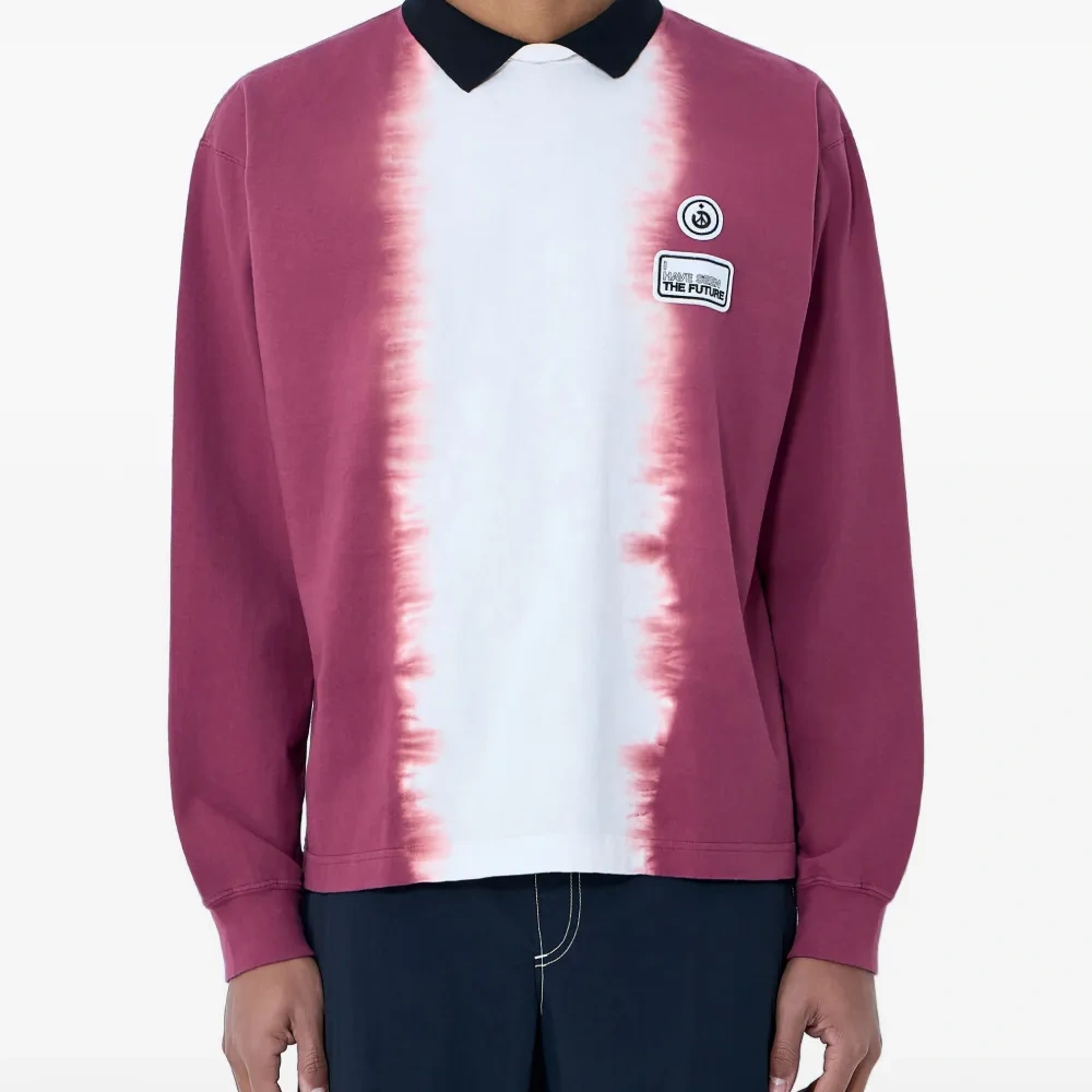 Рубашка с длинными рукавами, контрастным воротником и нашивкой-логотипом