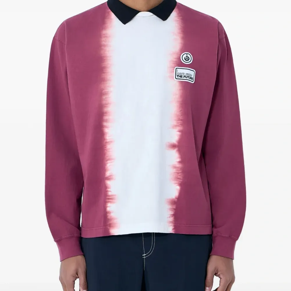 Рубашка с длинными рукавами, контрастным воротником и нашивкой-логотипом