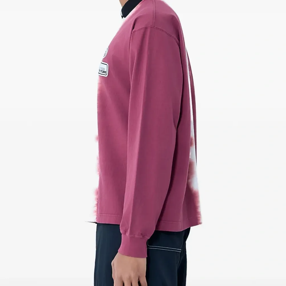 Рубашка с длинными рукавами, контрастным воротником и нашивкой-логотипом