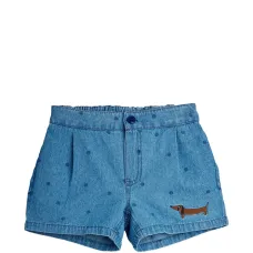 Шорты в горошек с вышивкой в виде собаки