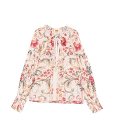 Блуза с V-образным вырезом и цветочным принтом