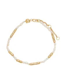 Браслет из серебра 925 пробы с позолотой 18 карат и украшением из жемчуга