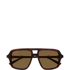 Солнцезащитные очки с геометрической оправой и декором в виде конской упряжи