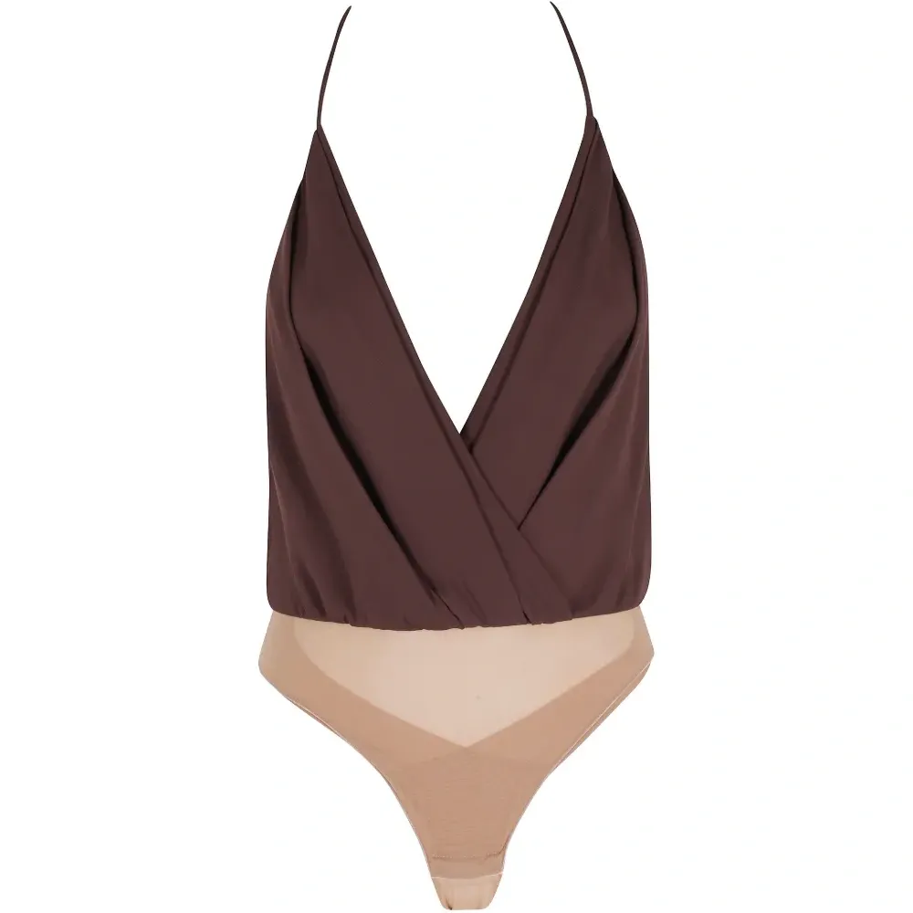 Топ из креп-шифона с V-образным вырезом и тонкими бретелями