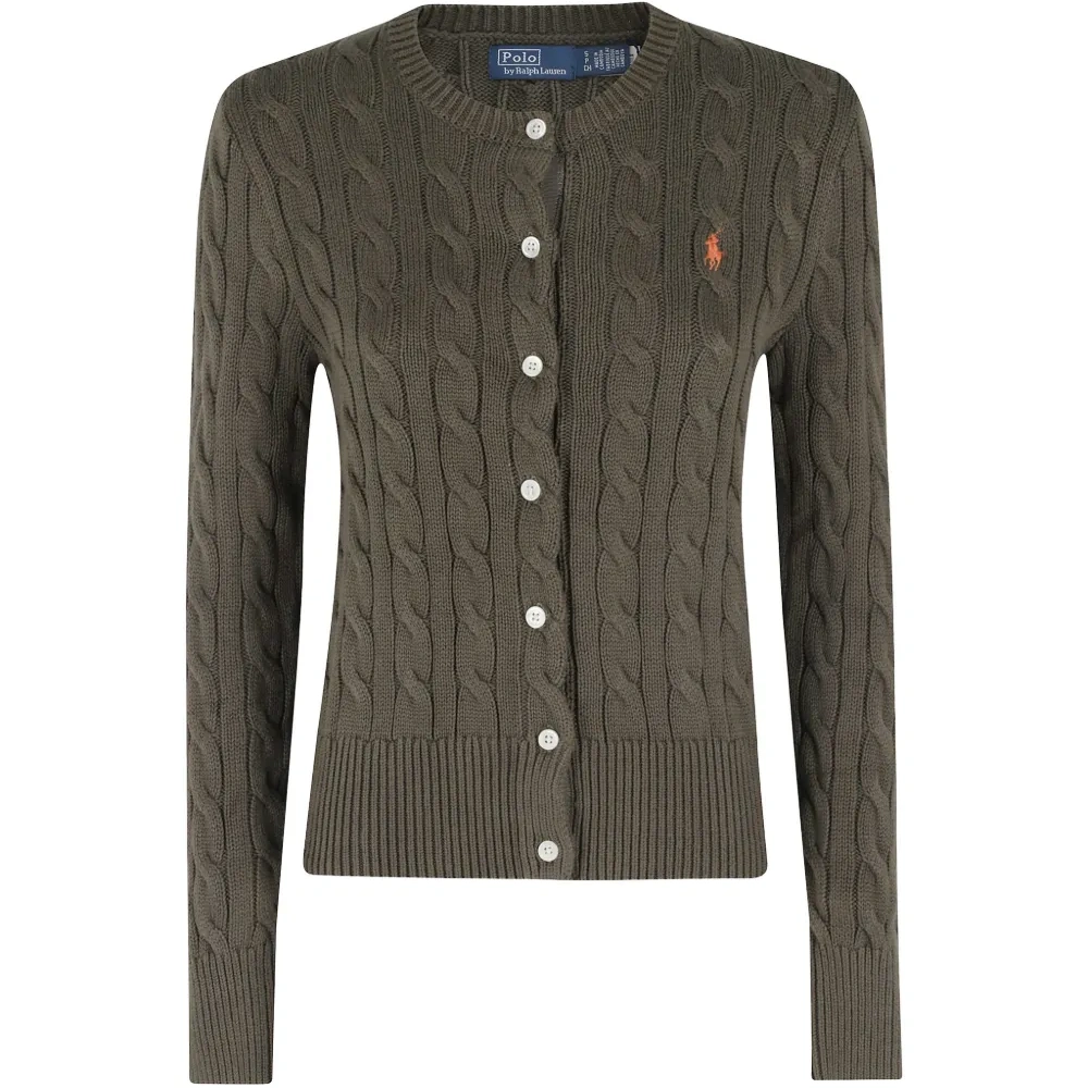 Кардиган с круглым вырезом и косами