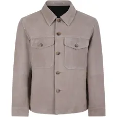 Замшевая куртка с карманами и пуговицами