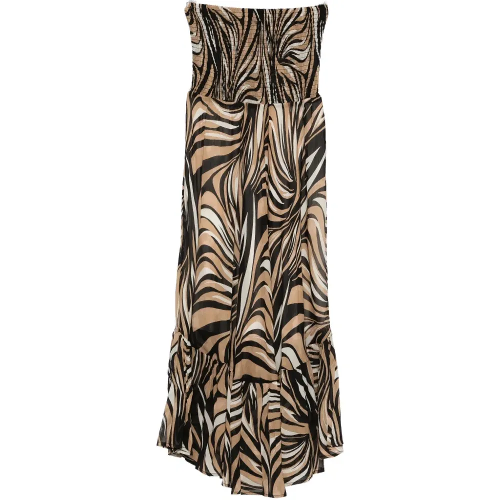 Платье с принтом на резинке без бретелек