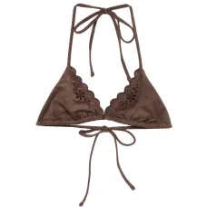 Бикини-топ с цветочными аппликациями и зубчатым краем