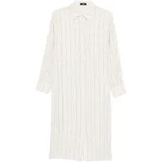 Платье-рубашка миди с полосатым узором и нагрудным карманом