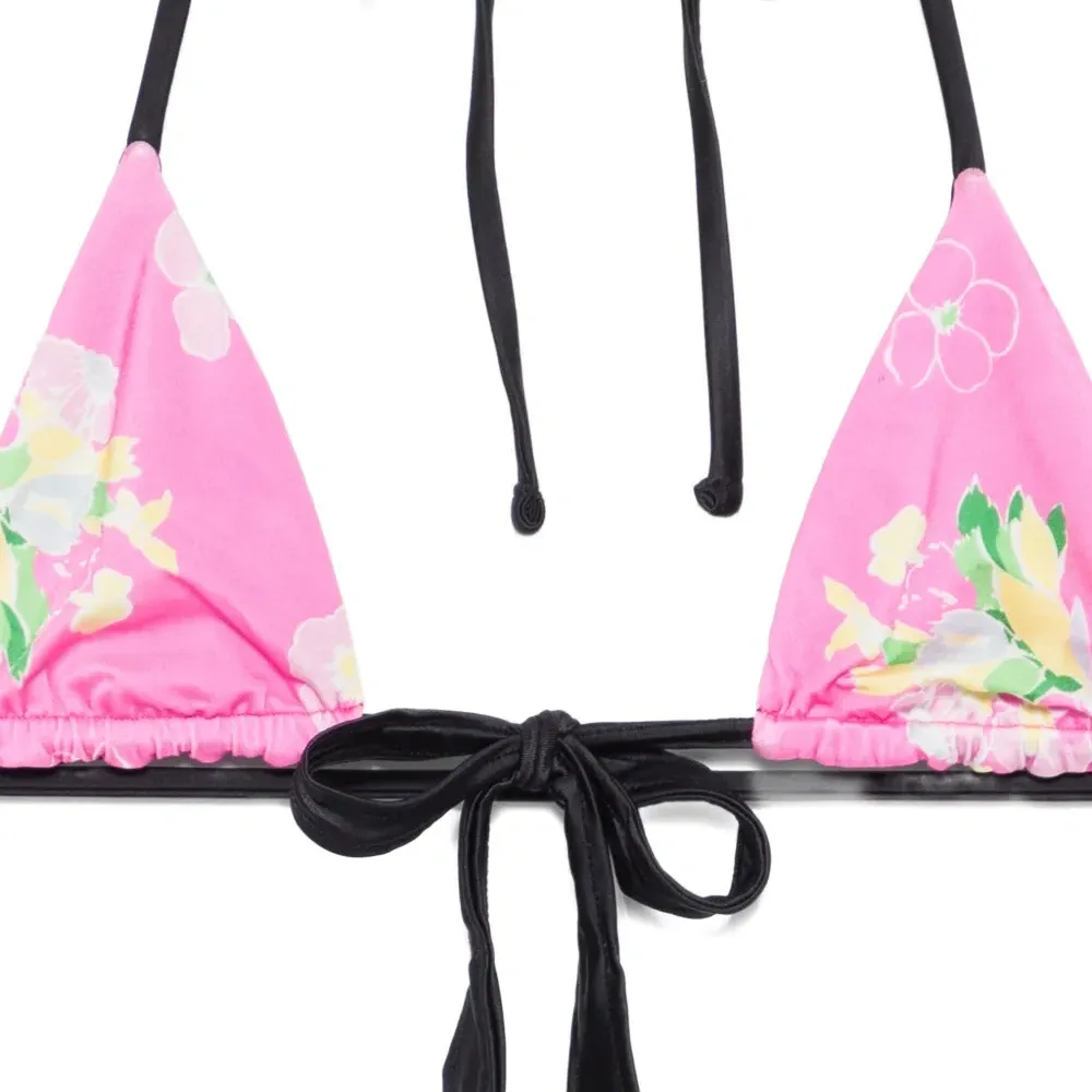 Бикини-топ с прибрежным цветочным принтом и завязками Бикини-топ с прибрежным цветочным принтом и завязками