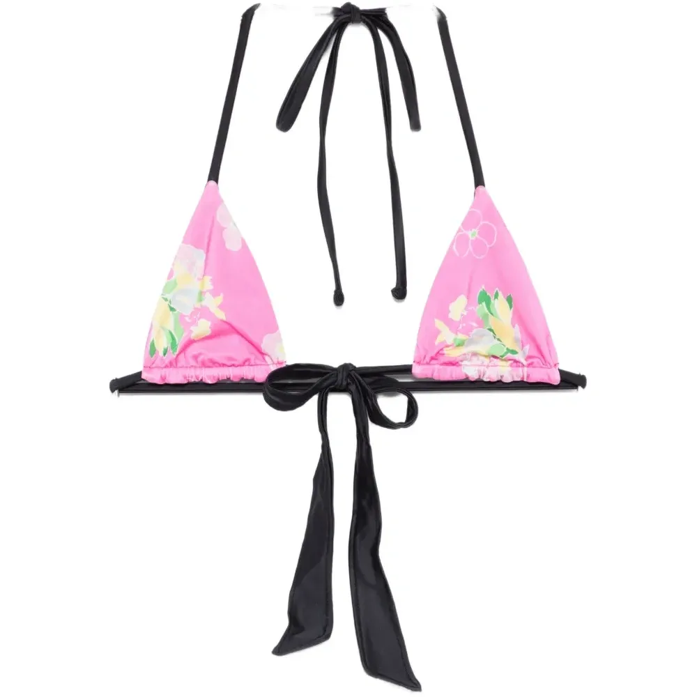 Бикини-топ с прибрежным цветочным принтом и завязками Бикини-топ с прибрежным цветочным принтом и завязками