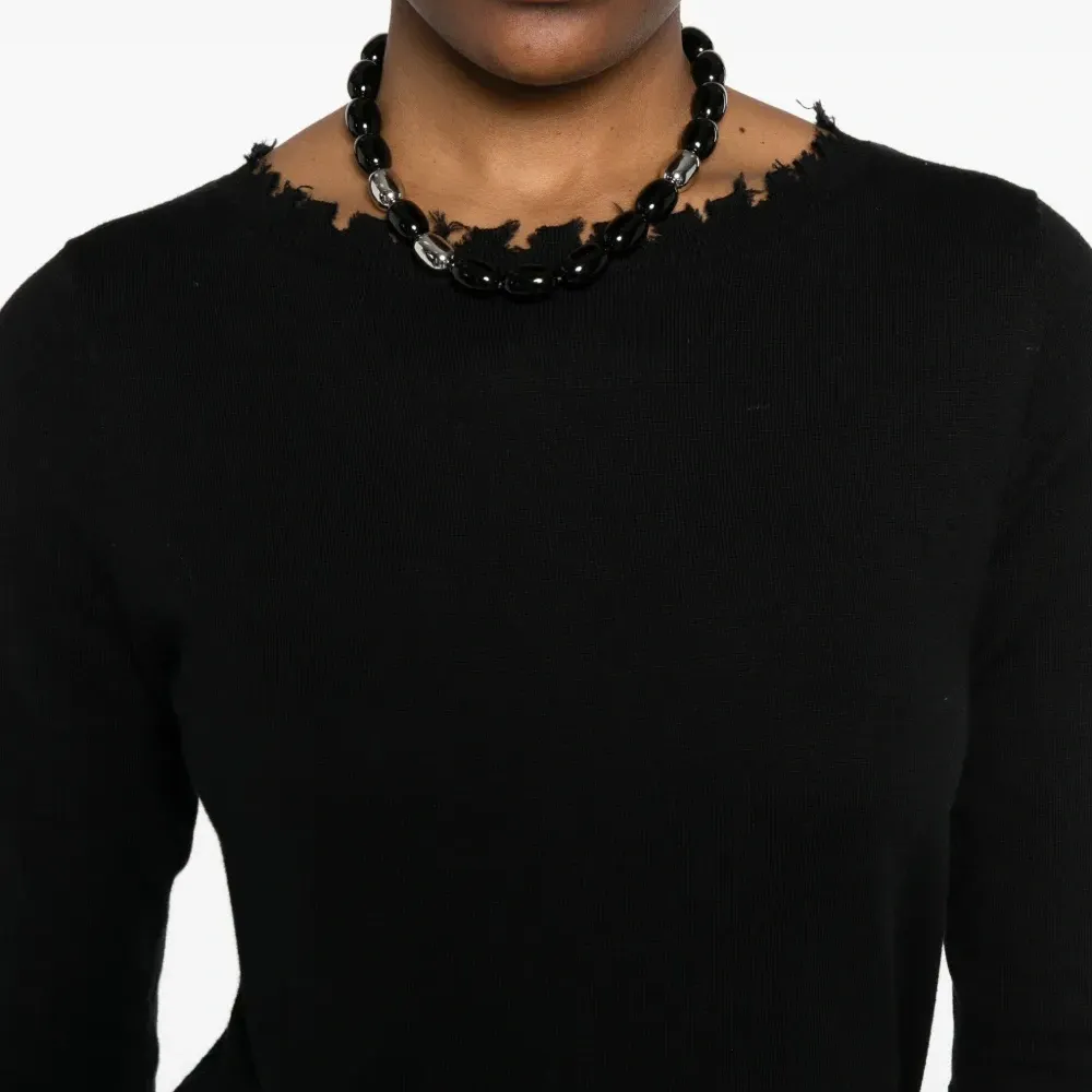 Свитер с короткими рукавами и необработанными краями