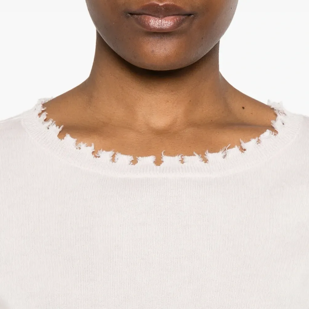 Джемпер с короткими рукавами и волнистым краем