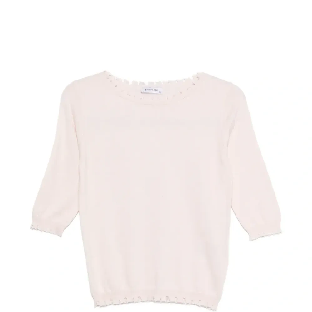 Джемпер с короткими рукавами и волнистым краем