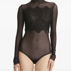 Боди из сетки с кружевными вставками