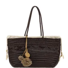 Большая плетёная сумка Paloma с кисточками, на плечо