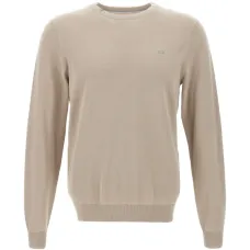 Свитер с вышитым логотипом и круглым вырезом