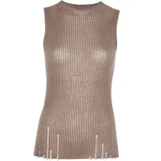 Ребристый топ с эффектом потертости