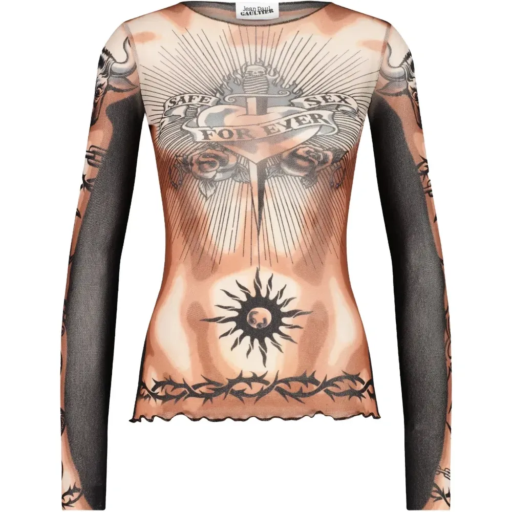 Топ с длинными рукавами с принтом