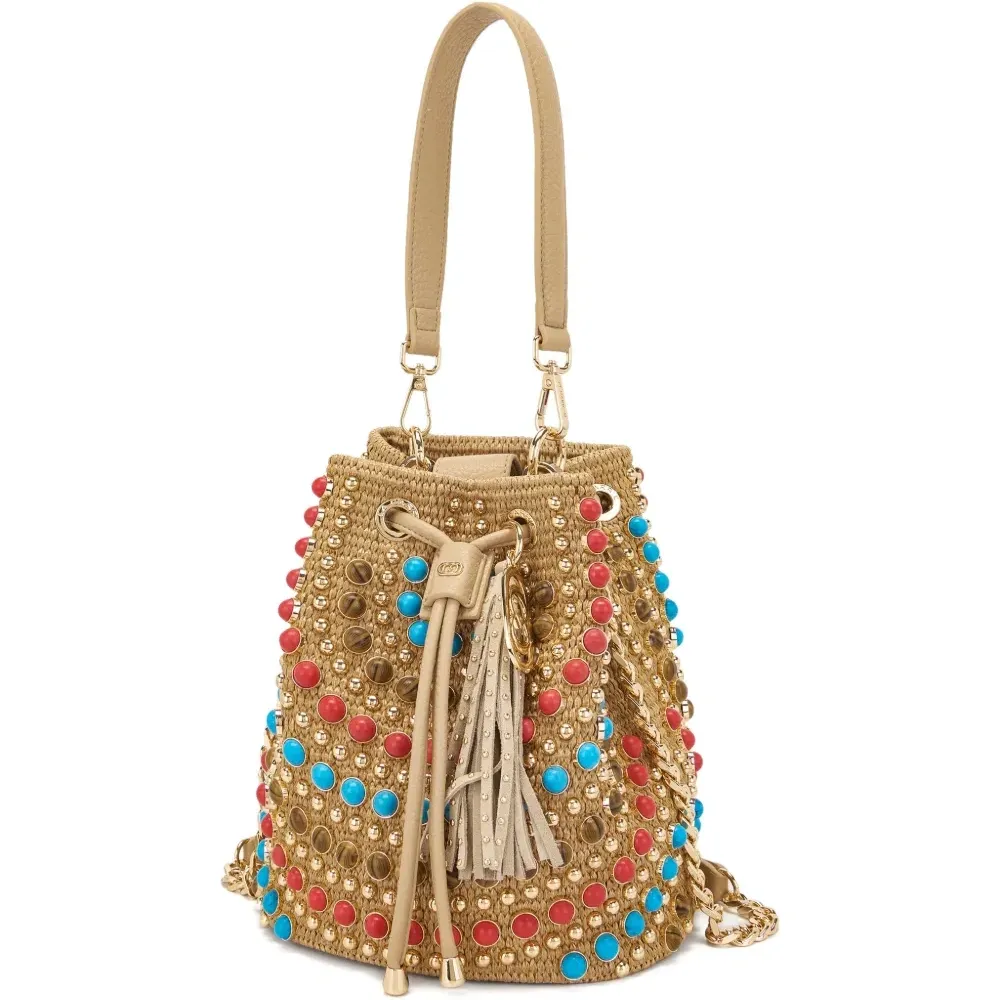 Сумка-тоут с бусинами и кисточками