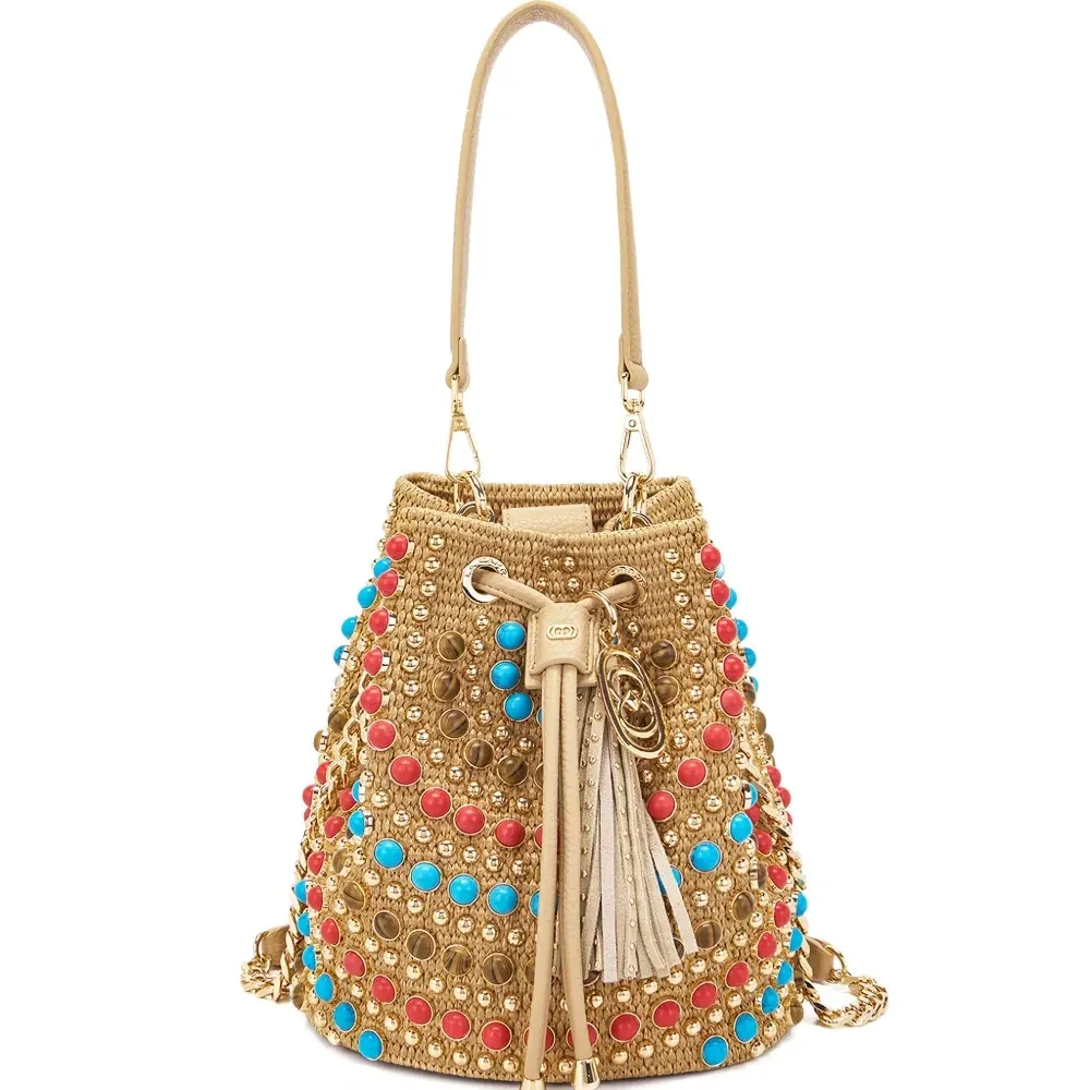 Сумка-тоут с бусинами и кисточками