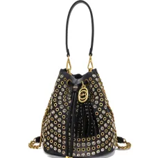 Маленькая ведерко-сумка с заклёпками и шнурком