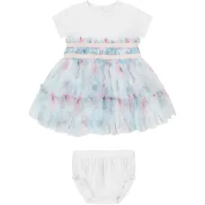 Платье с оборками и принтом бабочек