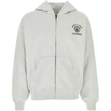 Худи из меланжевого серого хлопка