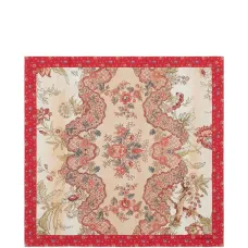 Шелковый шарф Aloeuw с цветочным узором и красной каймой