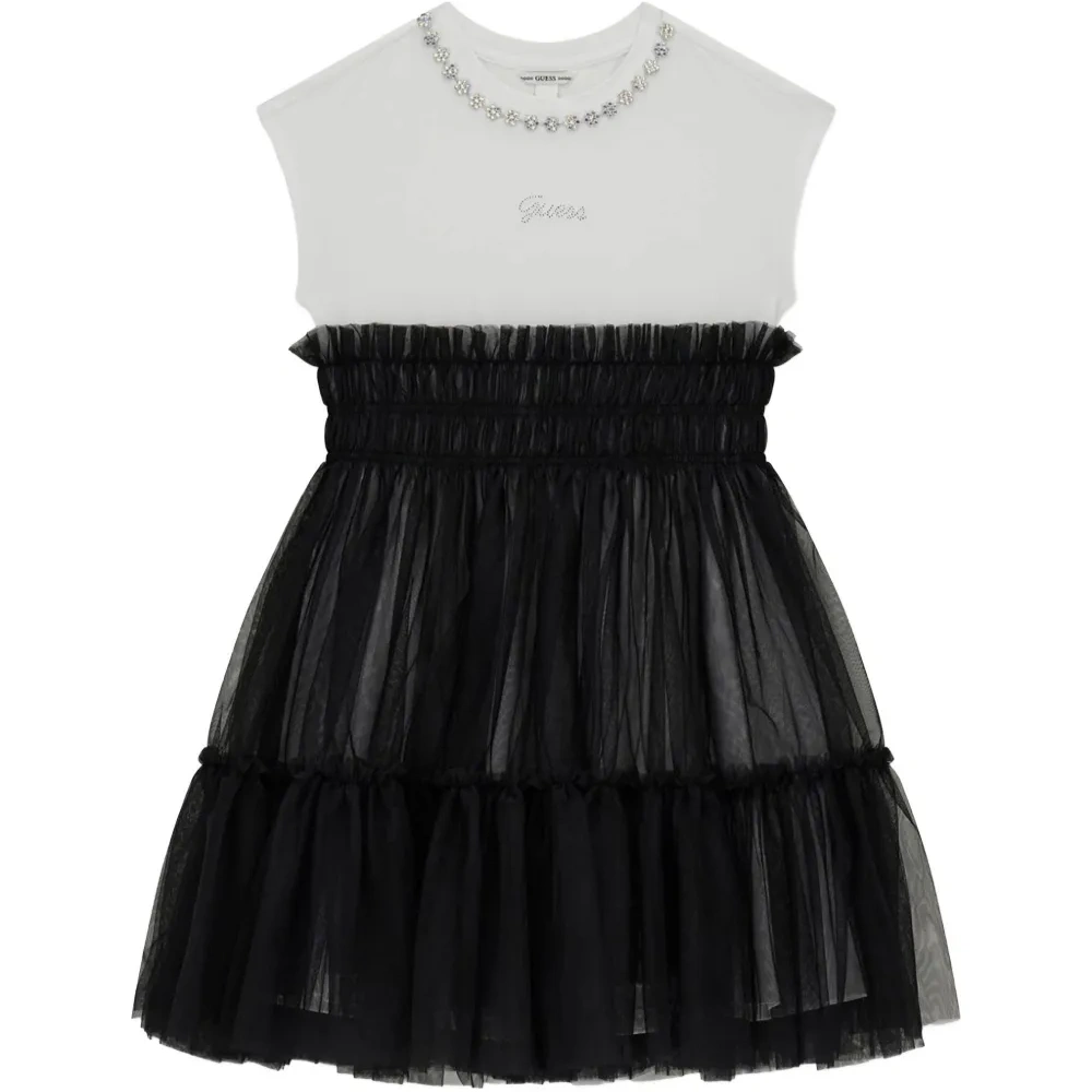 Платье из тюля, украшенное стразами