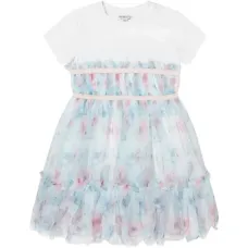 Платье с оборками и принтом бабочек