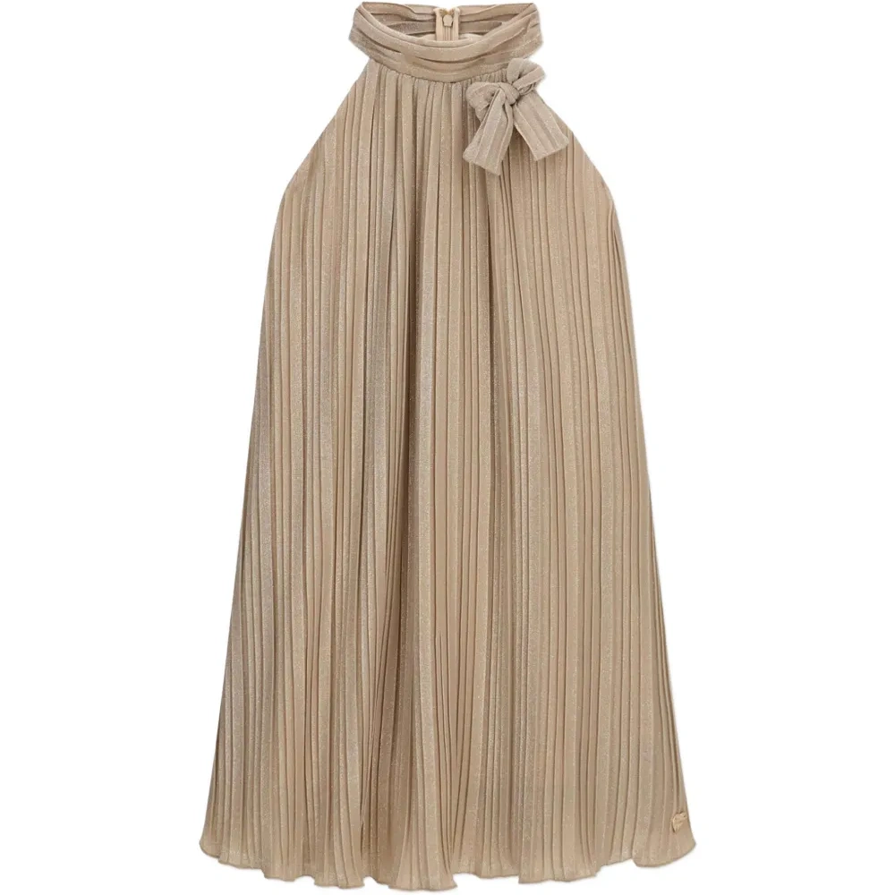 Платье с плиссировкой и бантом